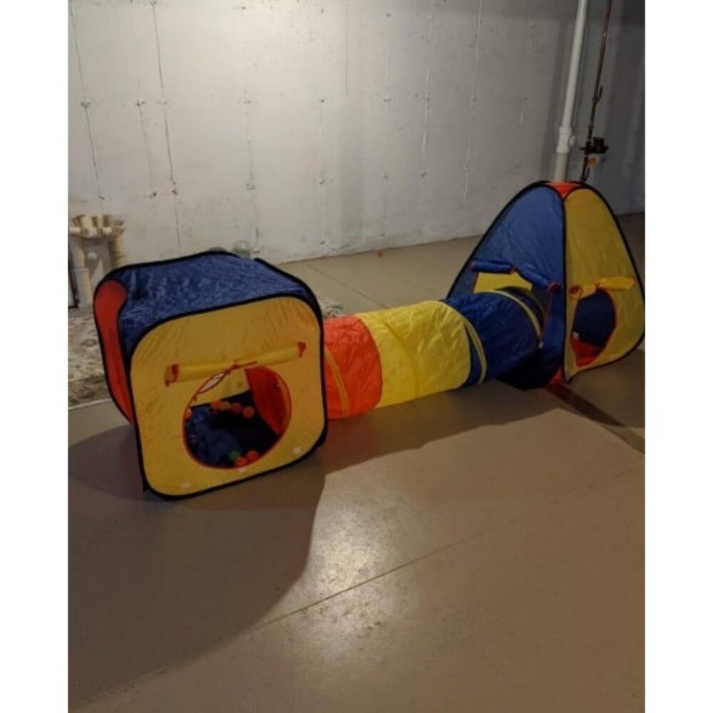 Tunnel and Ball Pit Play Tent | 3pc Pop Up Toddler Gym Tunnels with Tents